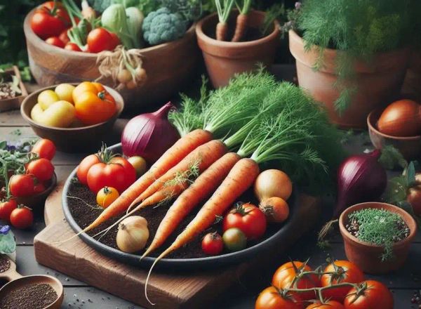 home garden tomatoes carrots onions