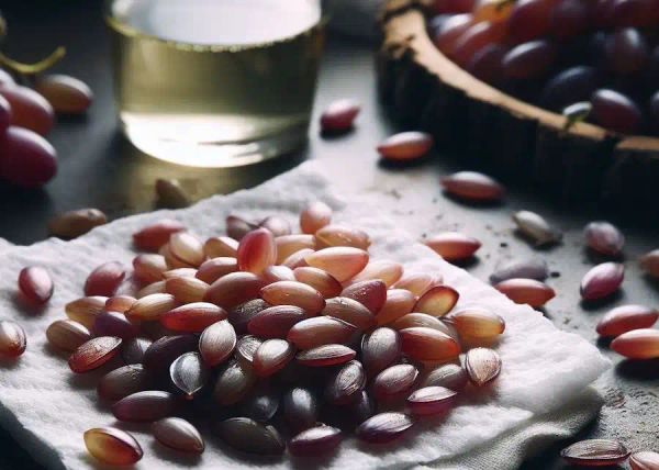 grape seeds on a damp paper towel