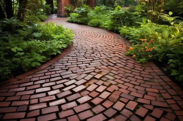 brick walkway in the garden