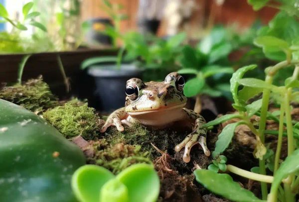 a little frog in home garden